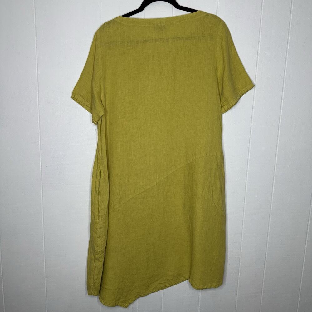 Lisa Bayne Women’s 100% Linen Shift Dress Asymmetrical Hem Lagen Look Size M - Picture 2 of 5